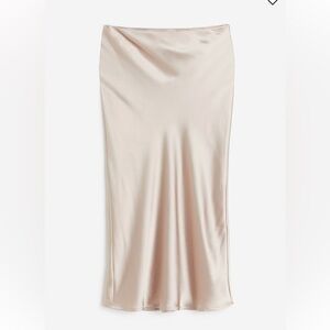 H&M Satin Champagne Slip Midi Skirt Women’s Size Large Stretch BRAND NEW